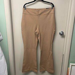 NWT spandex blend knit pant flare leg tan beige khaki color